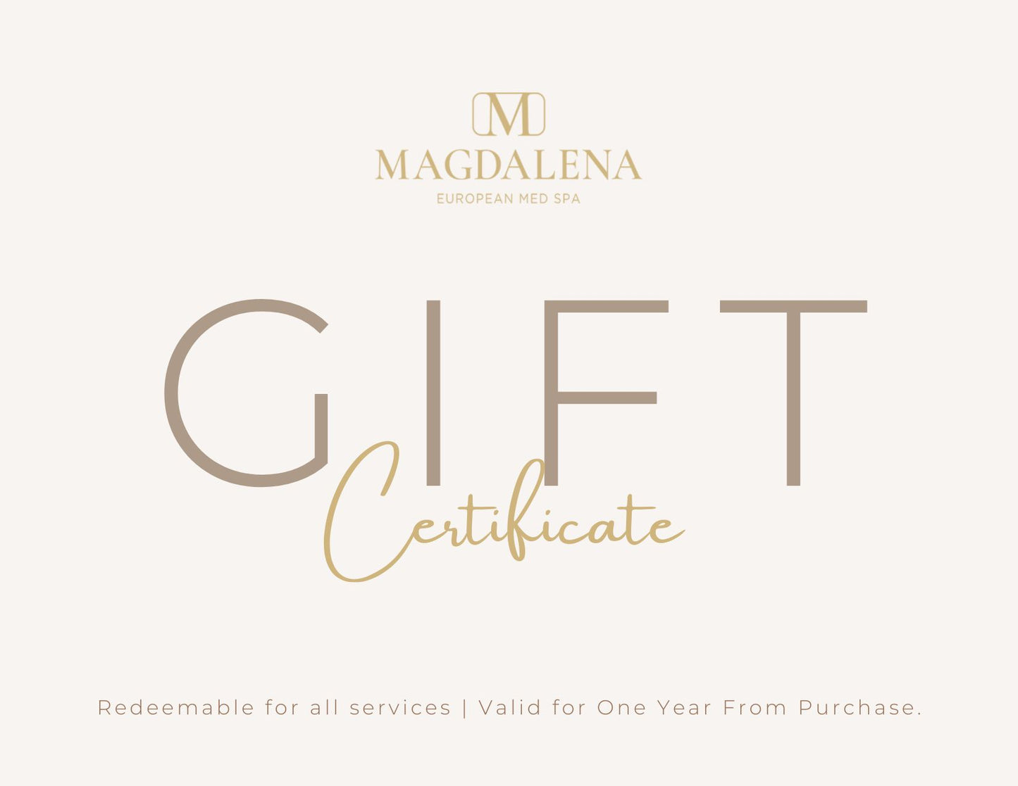 Gift Certificate For Magdalena Med Spa